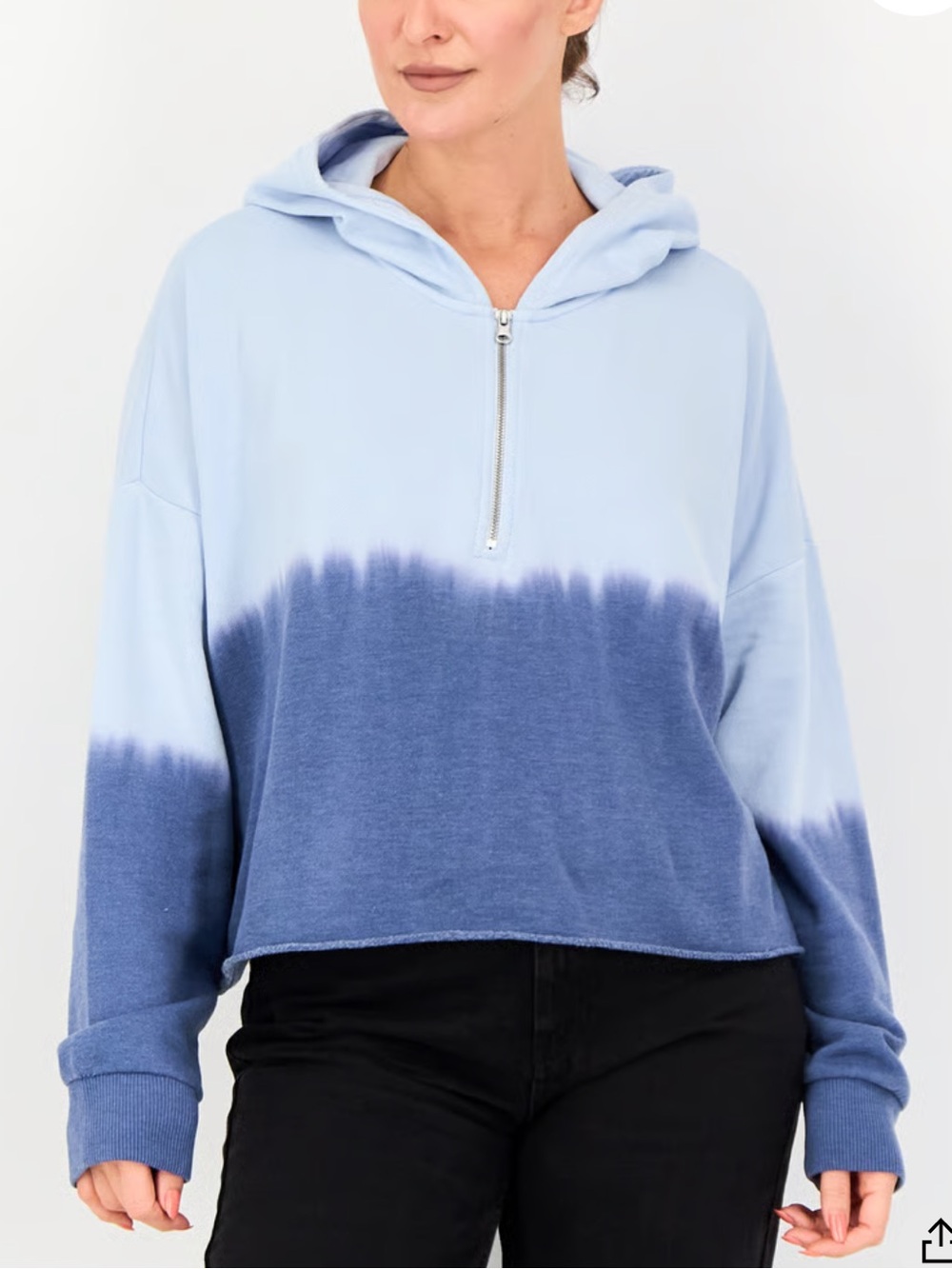 Aerie Light Blue and Navy Ombré Half-Zip Hoodie